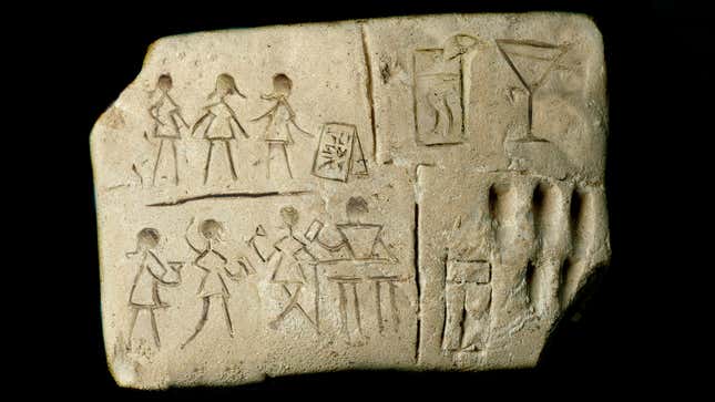 Image for article titled Recently Unearthed Ancient Sumerian Cuneiform Tablet Depicts Earliest Known Observance Of Ladies’ Night