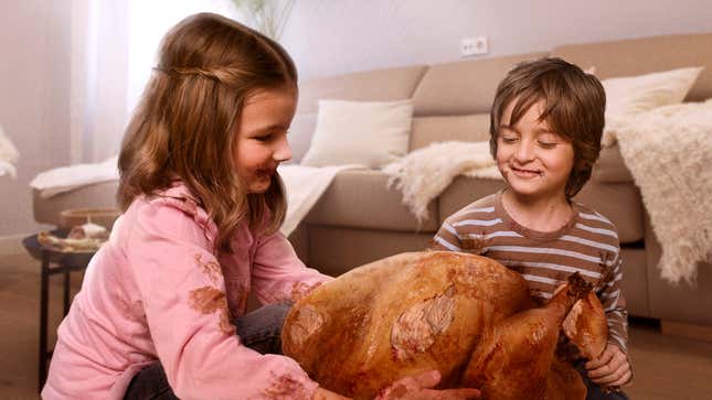 Image for article titled Parents Allow Excited Children To Tear Open One Turkey For Thanksgiving Eve