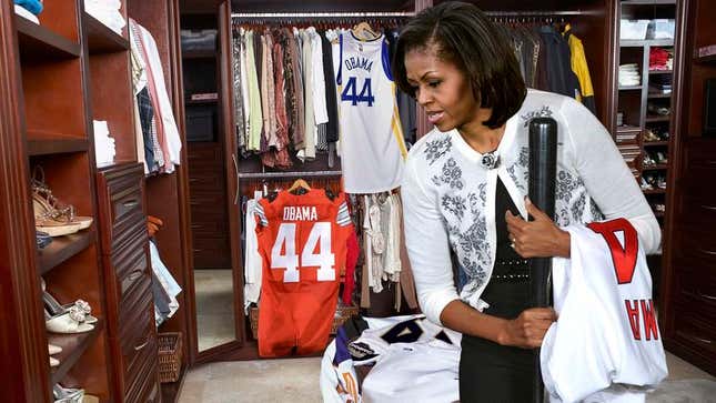Image for article titled Michelle Obama Throws Out A Bunch Of Barack’s Old Number 44 Jerseys
