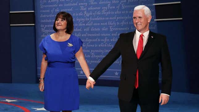 Image for article titled Mike Pence Brings Wife Up Onstage To Help Demonstrate How Much Contact Appropriate Before Marriage
