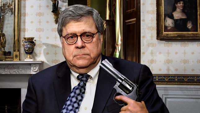 Image for article titled Trump Demands William Barr Prove Loyalty By Putting Gun In Mouth, Pulling Trigger