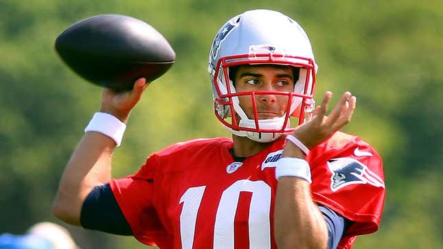 Image for article titled Patriots Tired Of Jimmy Garoppolo Beginning Every Huddle With ‘This Is My Team Now’