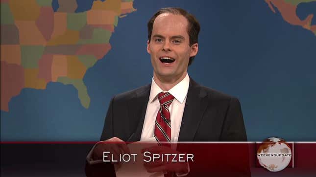 Image for article titled Playing Eliot Spitzer on SNL made Bill Hader sick for a week