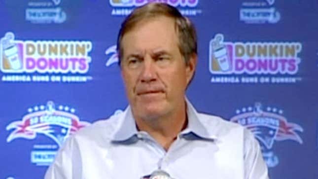 Image for article titled Bill Belichick&#39;s Tears Eat Through Podium