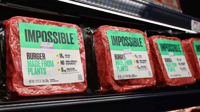 impossible meat displayed on shelf