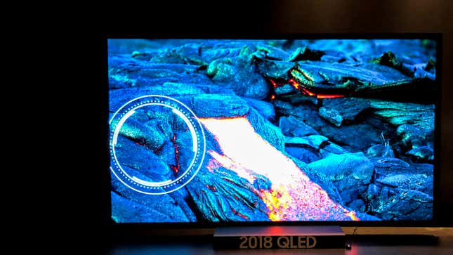 A Samsung QLED display from Samsung’s 2018 First Look Event. Image: Adam Clark Estes/Gizmodo