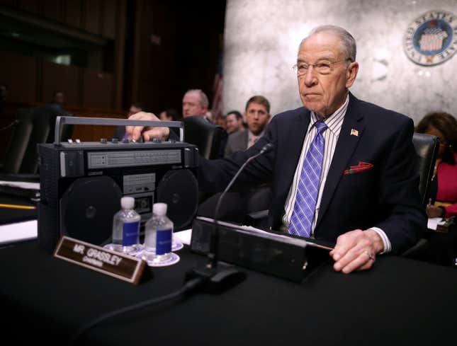 Image for article titled Chuck Grassley Cranks Up Music In Senate Chamber To Drown Out Ford’s Testimony
