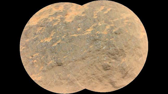 Mosaic view of a Martian rock dubbed “Yeehgo,” captured by the SuperCam instrument on the Perseverance rover. 