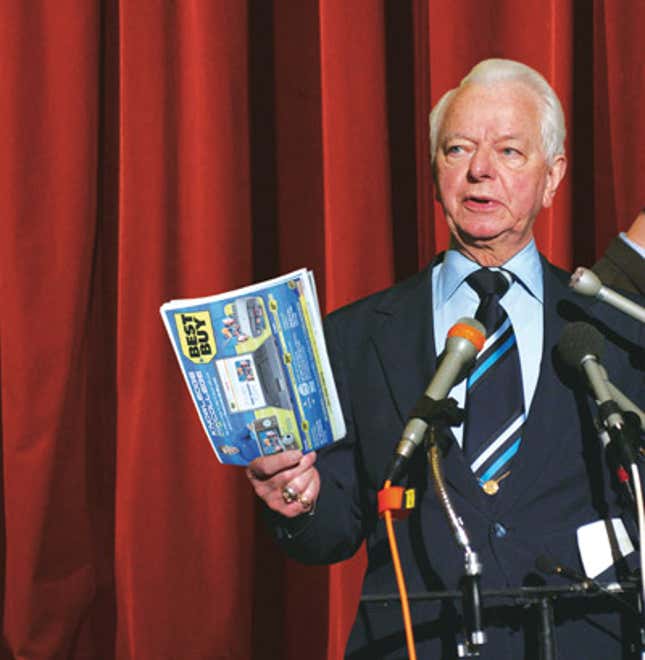 Senate Appropriations Committee chair Sen. Robert Byrd (D-WV) producing what he deems "hard evidence" of impending Labor Day discounts.