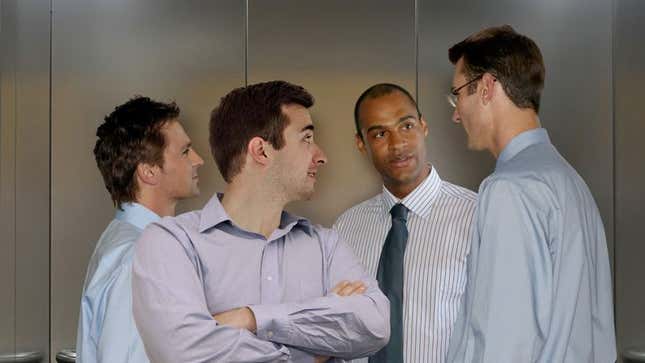 Image for article titled Man In Elevator In On Conversation Now