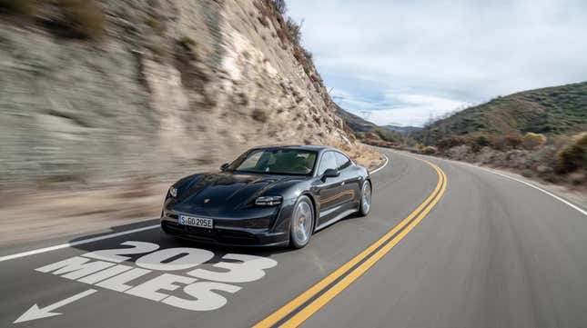 Image for article titled The Cheapest Porsche Taycan Is Now Available And The EPA Says It&#39;ll Get 203 Miles Of Range