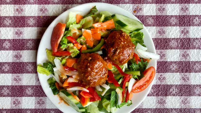 Image for article titled You never forget your first meatball salad