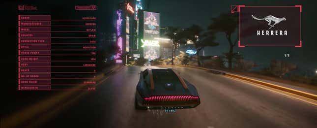 Imagen para el artículo titulado Cyberpunk 2077 tiene algunos diseños de autos realmente alucinantes