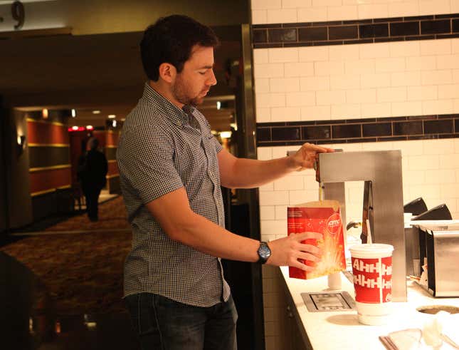 Theater employees are reporting the man knew exactly which refreshments to purchase, as though he had done this many times before.