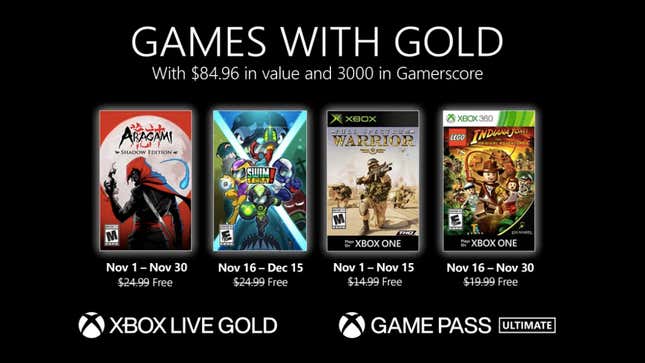 Image for article titled Here&#39;s November 2020&#39;s Xbox Live Games With Gold