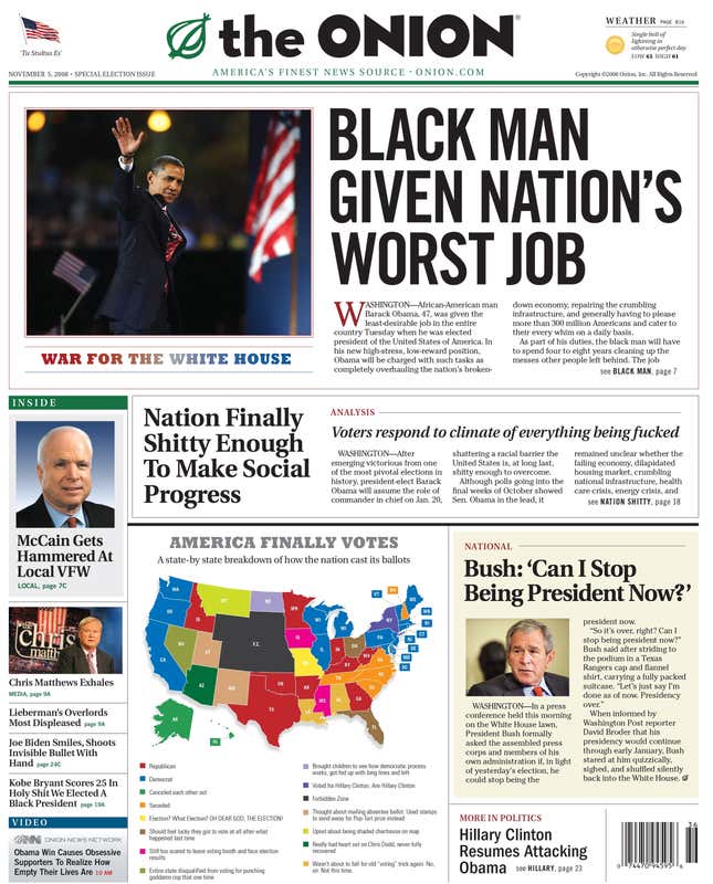 Image for article titled Today&#39;s Historic Front Page: Nov. 5, 2008