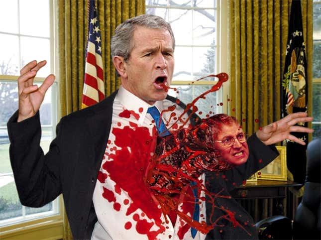 Image for article titled Cheney Offspring Bursts From Bush&#39;s Chest