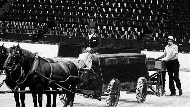 Image for article titled Retired Ice Rink Manager Recalls Days Of Horse-Led Zambonis