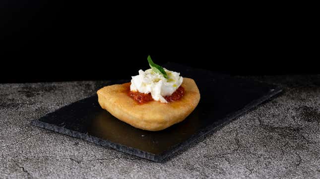 pizza fritta on a stone