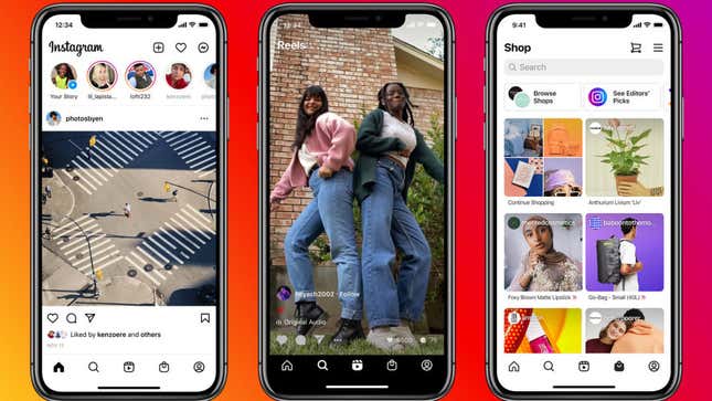 Image for article titled Instagram&#39;s New Home Page Features More Reels, More Shopping
