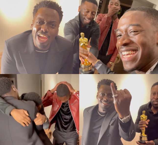 Image for article titled Yeah, I Can Watch This Clip of Daniel Kaluuya and His Famous Bruvs Celebrating His Oscar Win Forever