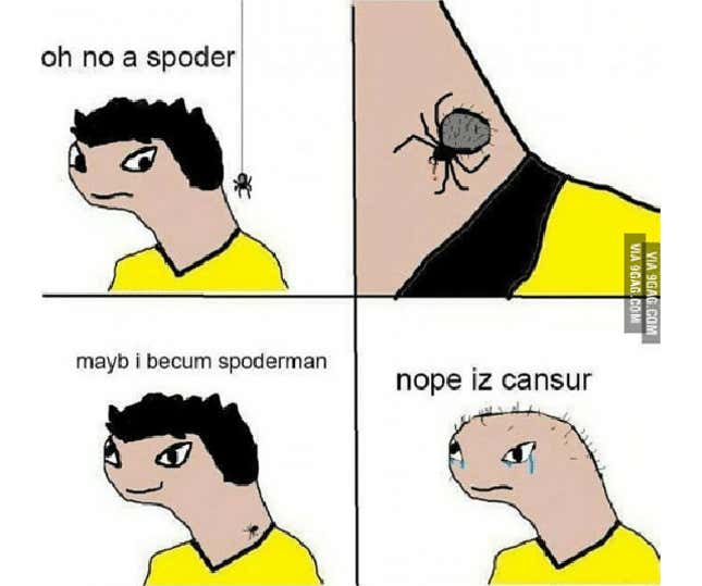 Imagen para el artículo titulado Qué le pasaría realmente a tu cuerpo si te picara una araña radioactiva como a Spider-Man