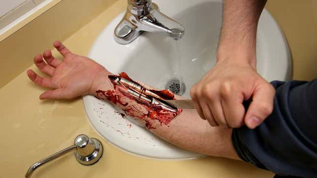 Image for article titled New Study Finds Best Way To Determine If You Are Android Still Cutting Open Forearm To Reveal Circuitry Within