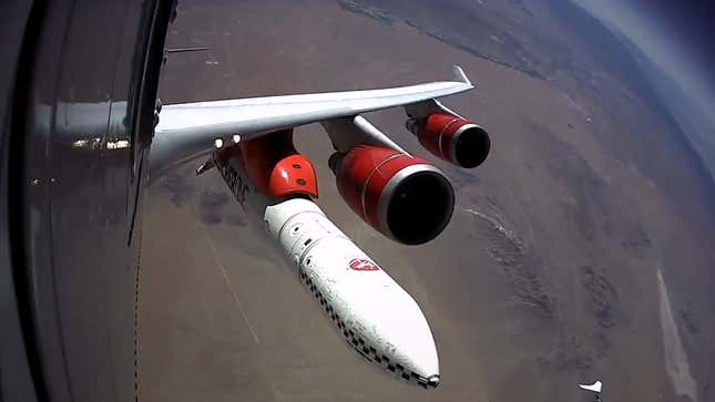 Image for article titled Virgin Orbit Carries Out Its First Successful Rocket Drop Test From Modified Boeing 747