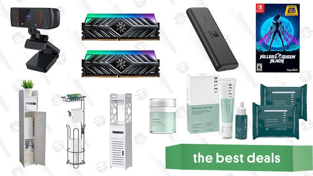 Image for article titled Sunday&#39;s Best Deals: Belei Skincare Sale, Killer Queen Black, 16GB DDR4 XPG RAM, Nintendo Switch Anker Powerbank, 1080p Webcam, Bathroom Organizers, and More