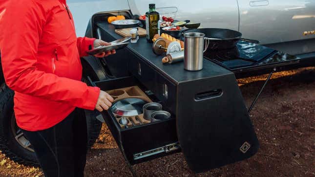 Image for article titled Rivian Put an Overlanding Kitchen in Its R1T and It Rules
