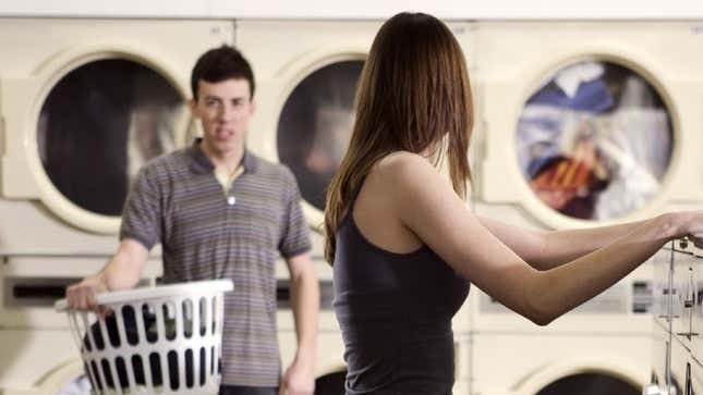 Image for article titled Man Just Wants One Trip To Laundromat Where He Doesn’t Meet Perfect Woman