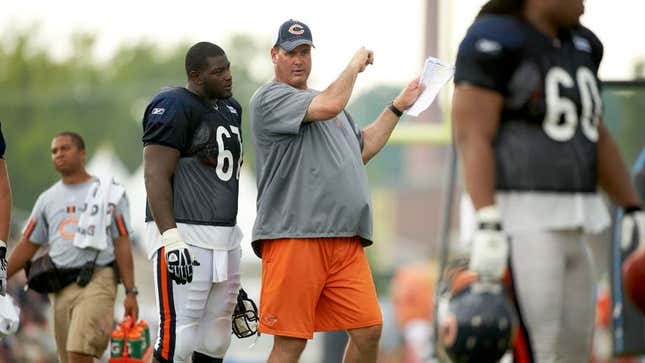 Image for article titled Bears Offensive Line Coach Mike Tice Fairly Close To Learning Difference Between Tackle And Guard