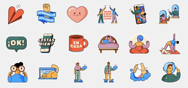 Imagen para el artículo titulado Videollamadas, médicos y balcones: así son los nuevos stickers de WhatsApp y la OMS sobre la cuarentena