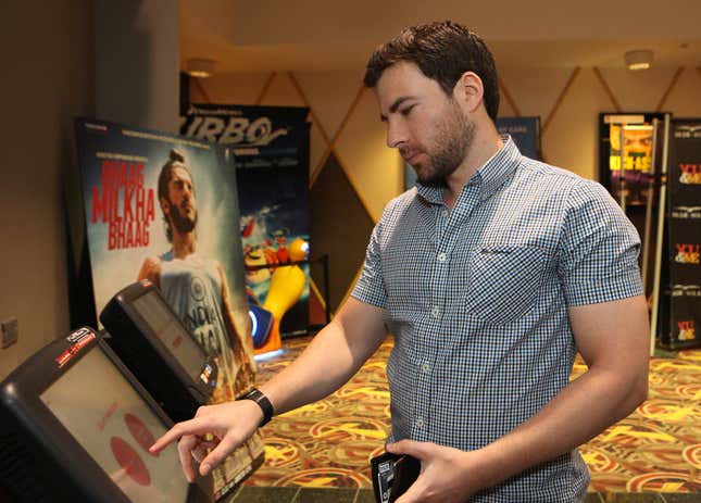 The fact that the man uses the ticket kiosk to avoid talking to theater employees is sad on a social and psychological level, reports indicate.