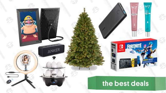 Image for article titled Monday&#39;s Best Deals: Lighted Pine Tree, Fortnite Switch, Nixplay Digital Frames, No7 Serum Sale, Anker Charger Gold Box, and More
