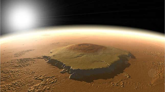 Computer-generated depiction of Olympus Mons.