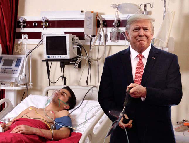 Image for article titled Trump Celebrates New Hospital Opening With Oxygen Tube-Cutting Ceremony