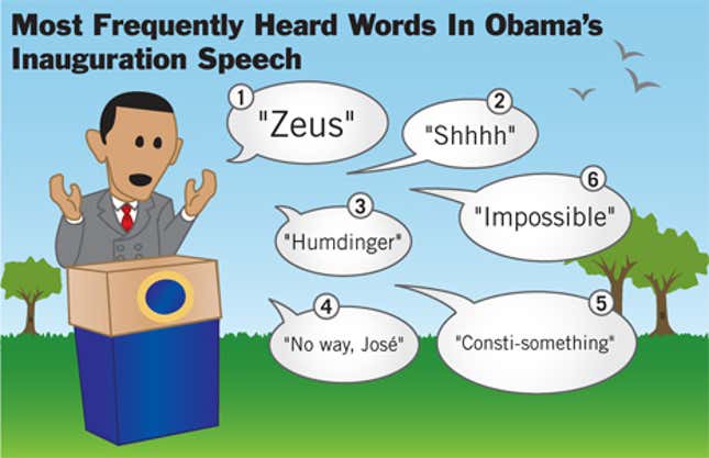 Image for article titled Most Frequently Heard Words In Obama&#39;s Inauguration Speech