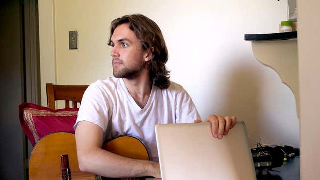 Image for article titled Man Checks To Make Sure No One Home Before Recording Song Into Laptop