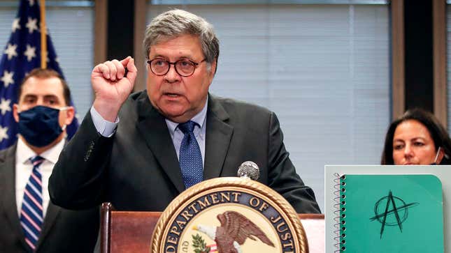 Image for article titled Bill Barr Declares Ipswich Middle School Anarchist Jurisdiction After Finding ‘Circle-A’ Symbol Drawn On Notebook Cover