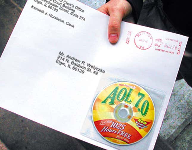 Image for article titled Court Summons Comes With 1,025 Free Hours Of AOL