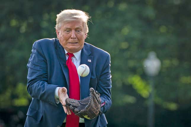 Donald Trump shows off his athletic prowess on the White House lawn Thursday.