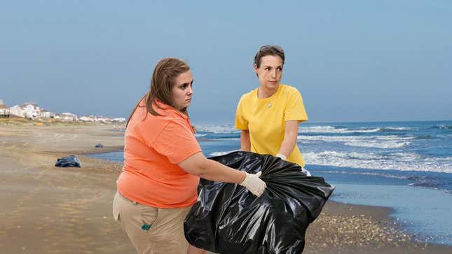 Image for article titled Rescuers Heroically Help Beached Garbage Back Into Ocean