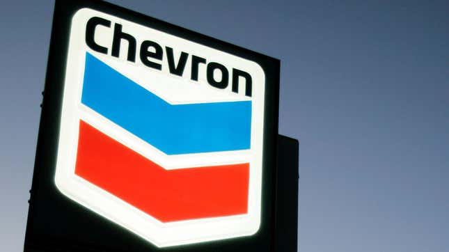 A Chevron gas station service sign. 