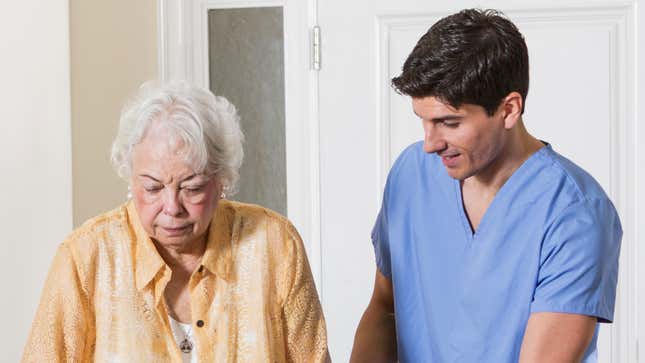 Image for article titled Family Unsure Why Grandmother’s Caregiver Seems Like He Actually Enjoys Spending Time With Her