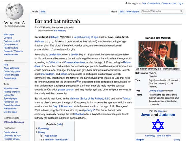Image for article titled Lucky Bar Mitzvah Boy Gets To Be Picture For ‘Bar Mitzvah’ Wikipedia Page