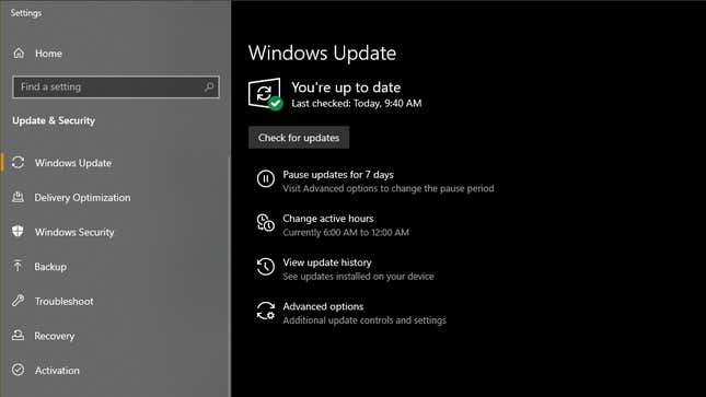 Image for article titled How to Install the Windows 10 May 2020 Update if It&#39;s Missing
