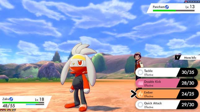 Raboot, la primera evolución de Scorbunny, uno de los pokémon que puedes elegir al principio del juego.