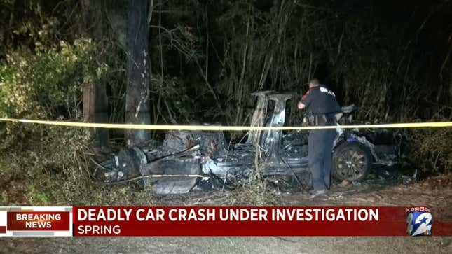 Image for article titled Nobody In Driver Seat As Fiery Tesla Crash Kills Two Near Houston