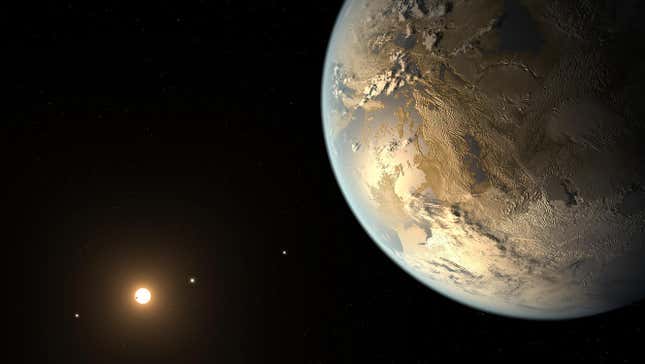 Impresión artística de un exoplaneta ubicado dentro de la zona habitable de su estrella.